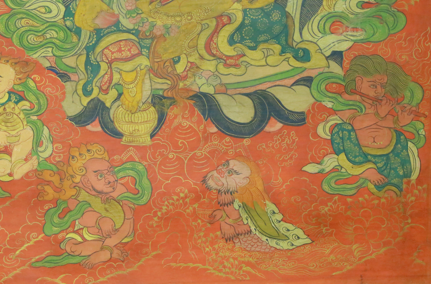 An Exquiste Painted Gold Mammon Thangka