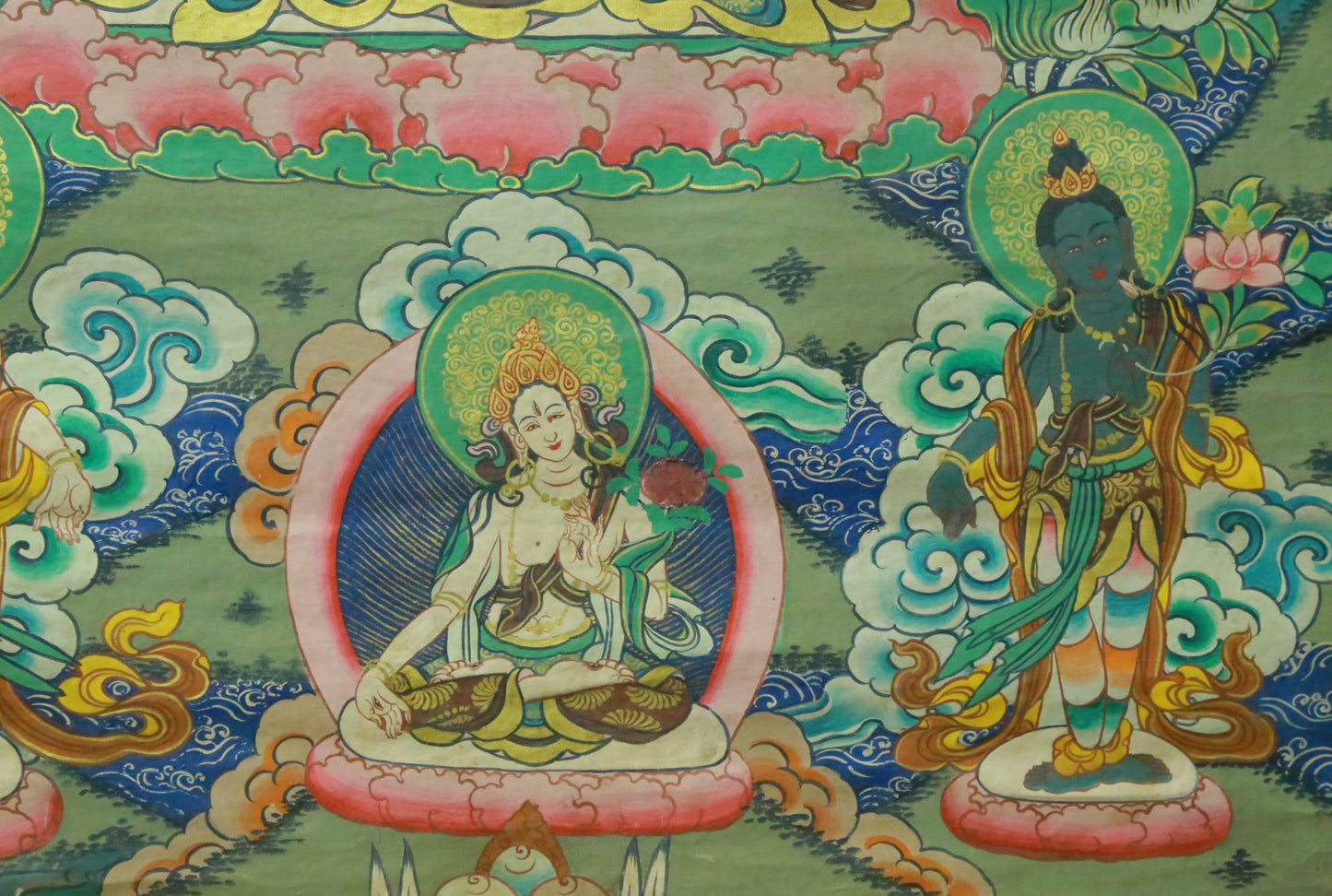 An Exquiste Painted Gold Manjusri Thangka