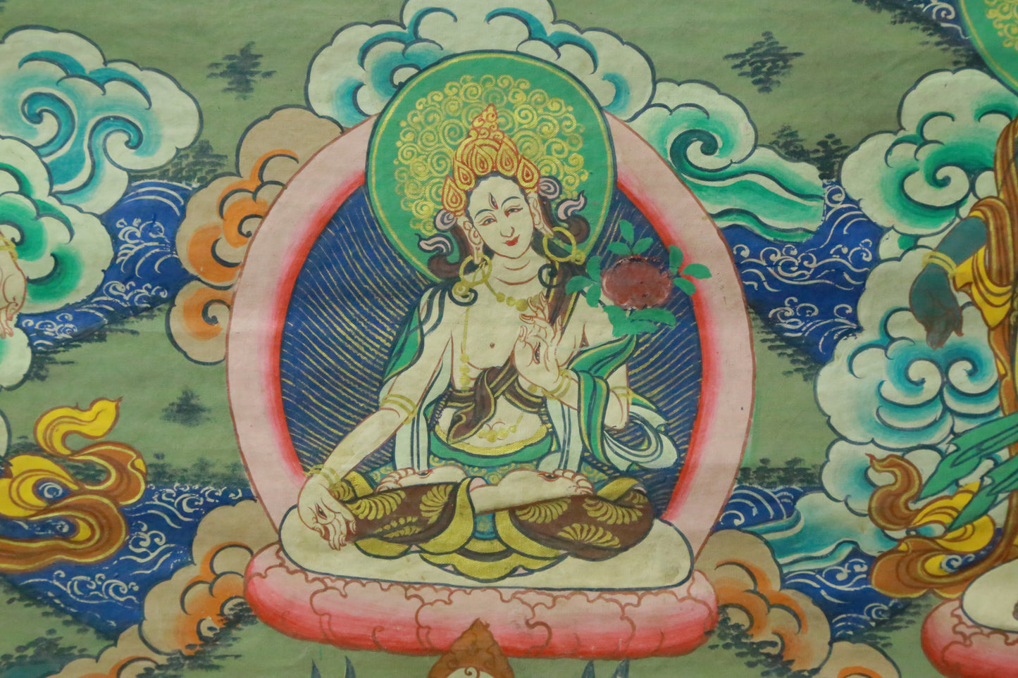 An Exquiste Painted Gold Manjusri Thangka