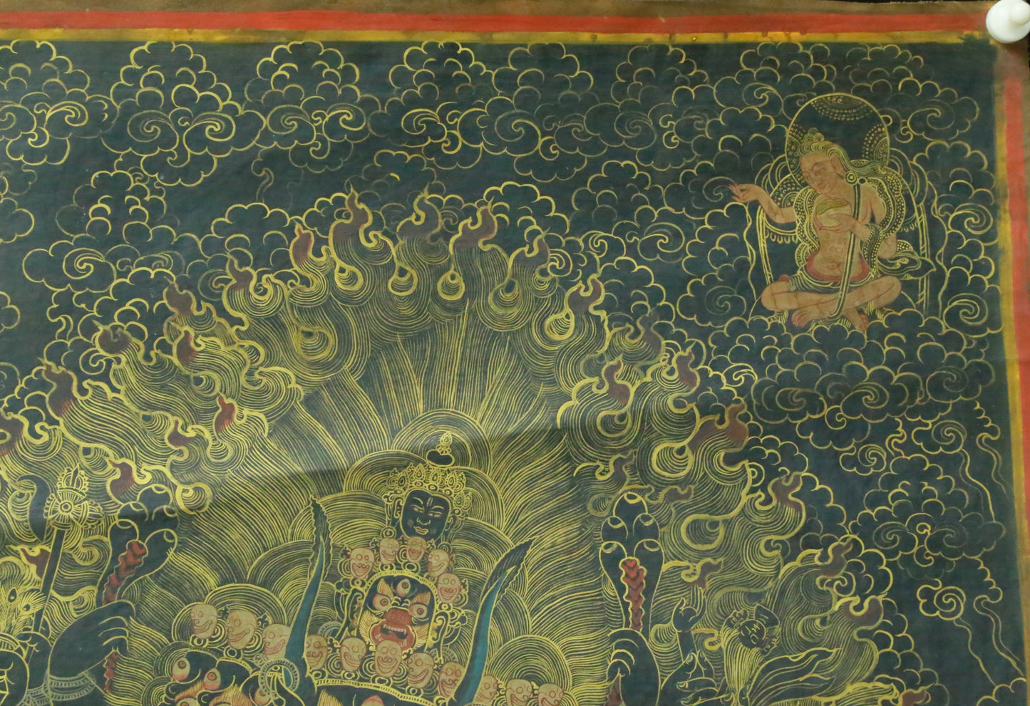 An Exquiste Painted Gold Mahakala Thangka