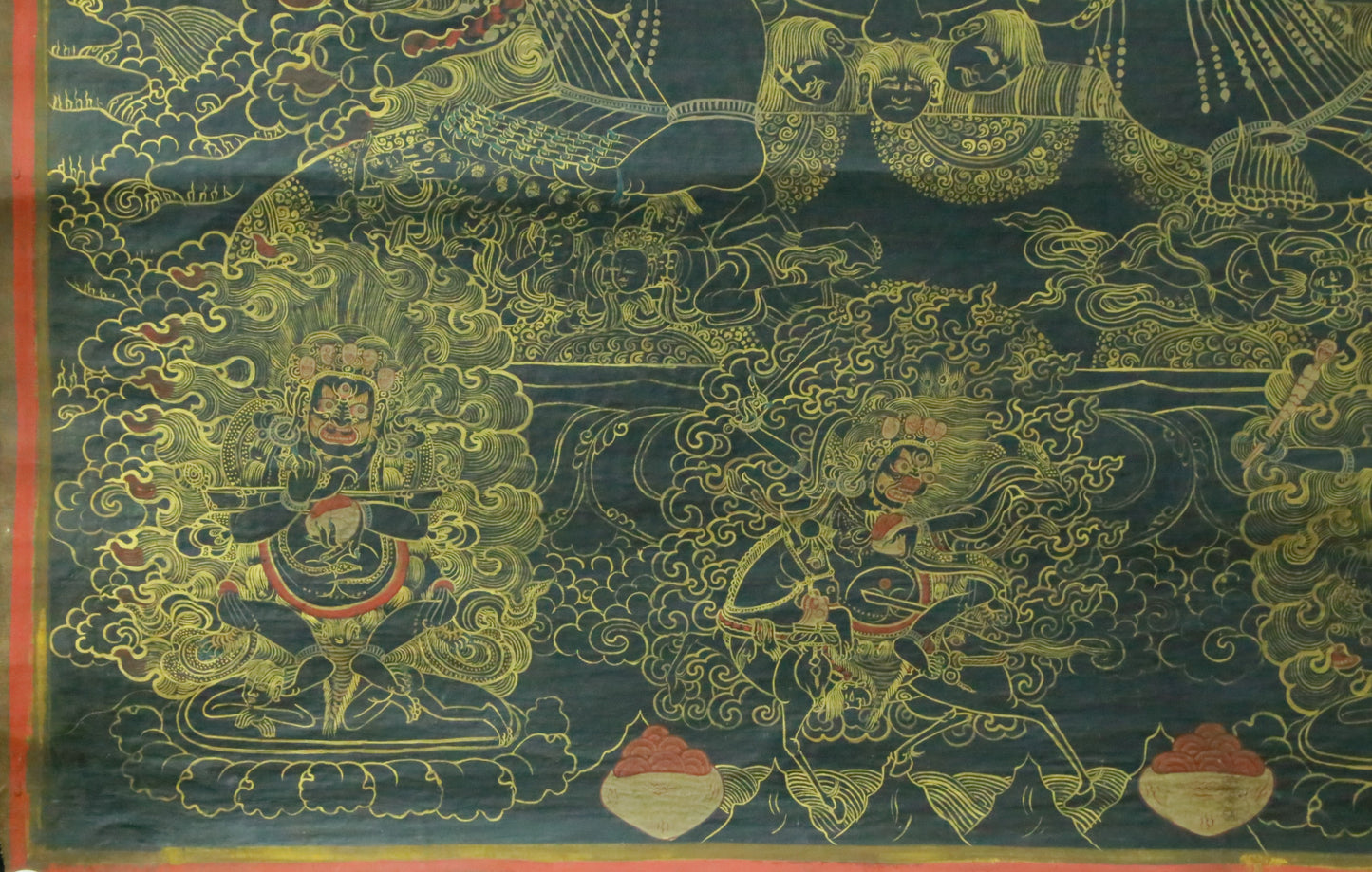 An Exquiste Painted Gold Mahakala Thangka