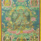 An Exquiste Painted Gold Green Tara Thangka