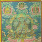 An Exquiste Painted Gold Green Tara Thangka