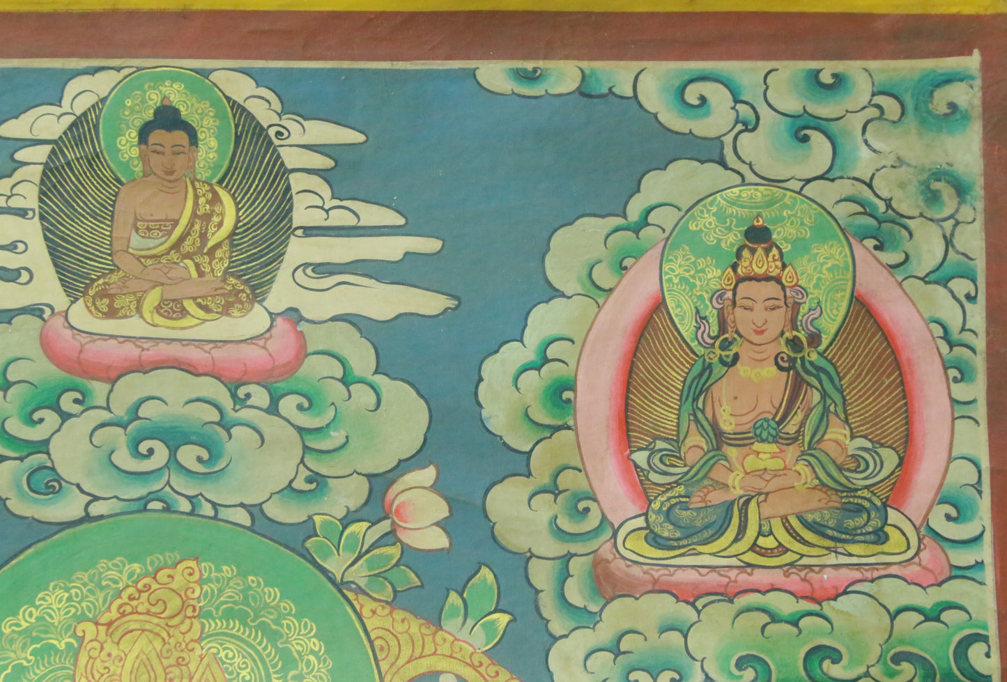 An Exquiste Painted Gold Green Tara Thangka