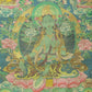 An Exquiste Painted Gold Green Tara Thangka