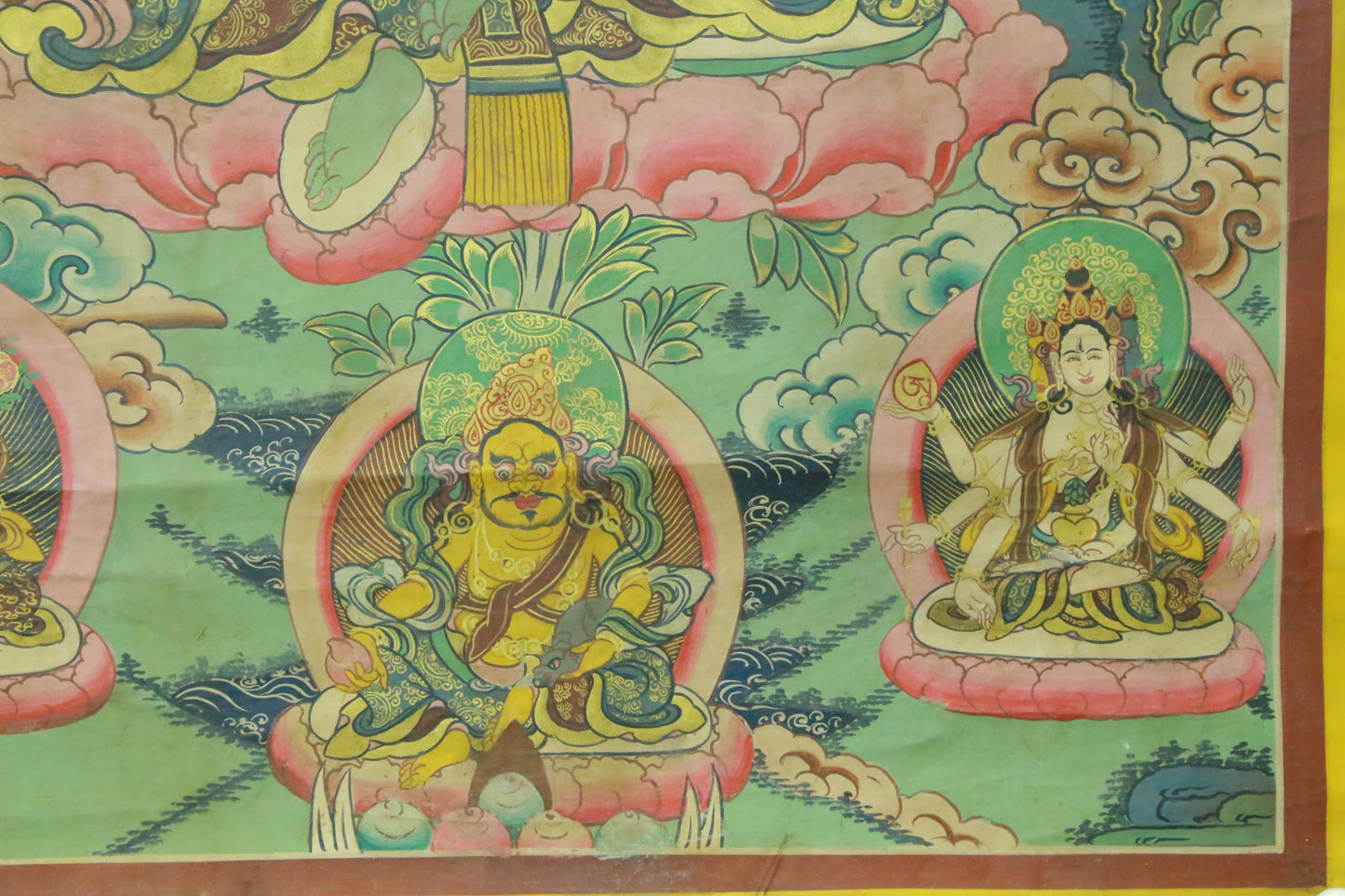 An Exquiste Painted Gold Green Tara Thangka