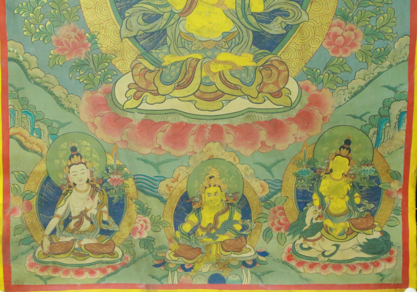 An Exquiste Painted Gold Manjusri Thangka