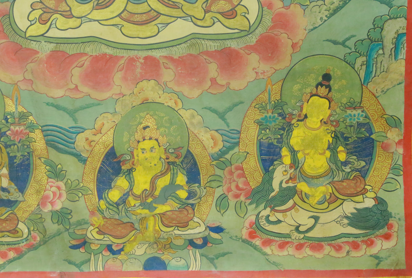 An Exquiste Painted Gold Manjusri Thangka