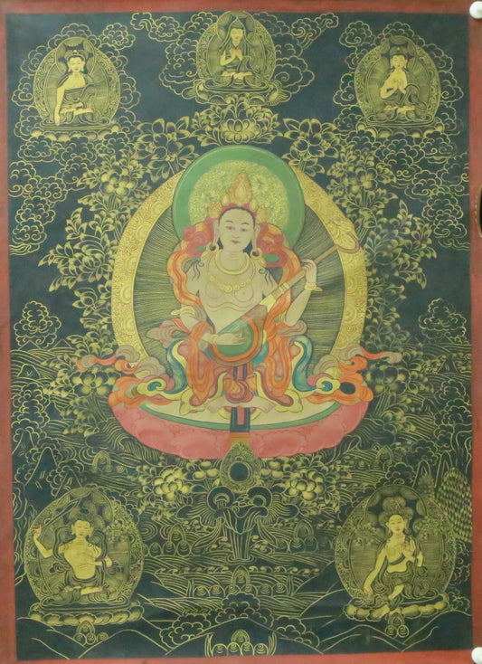 An Exquiste Painted Gold Avalokiteshvara Thangka