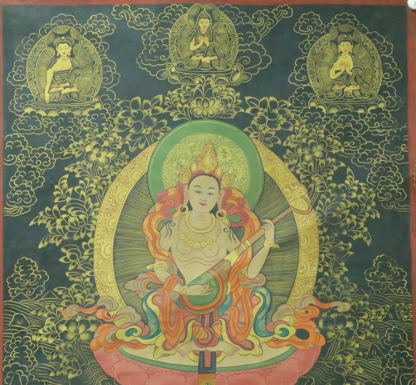 An Exquiste Painted Gold Avalokiteshvara Thangka