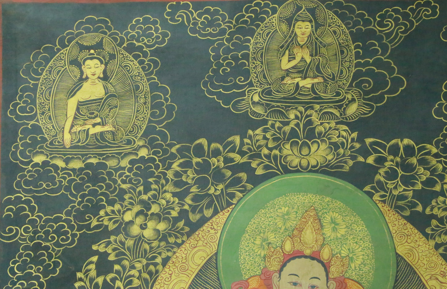 An Exquiste Painted Gold Avalokiteshvara Thangka