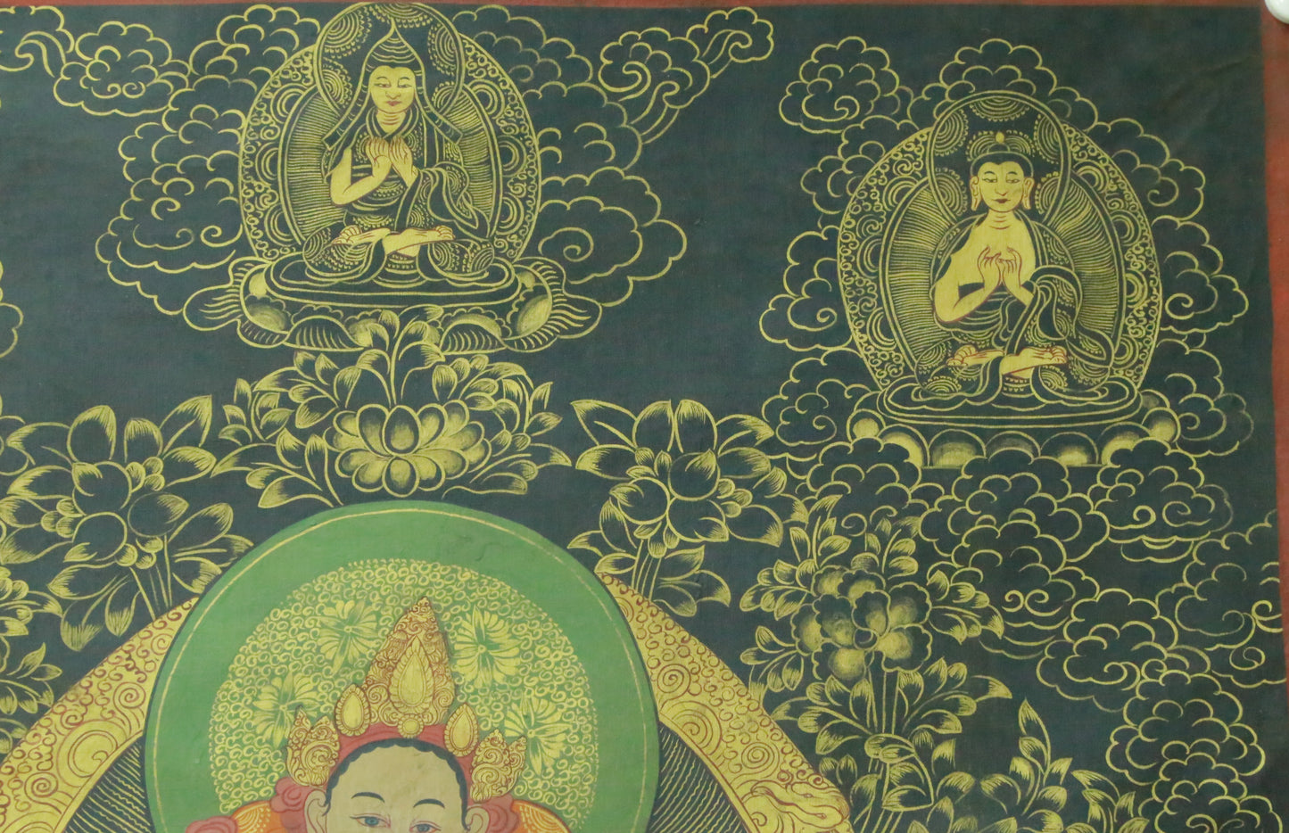 An Exquiste Painted Gold Avalokiteshvara Thangka