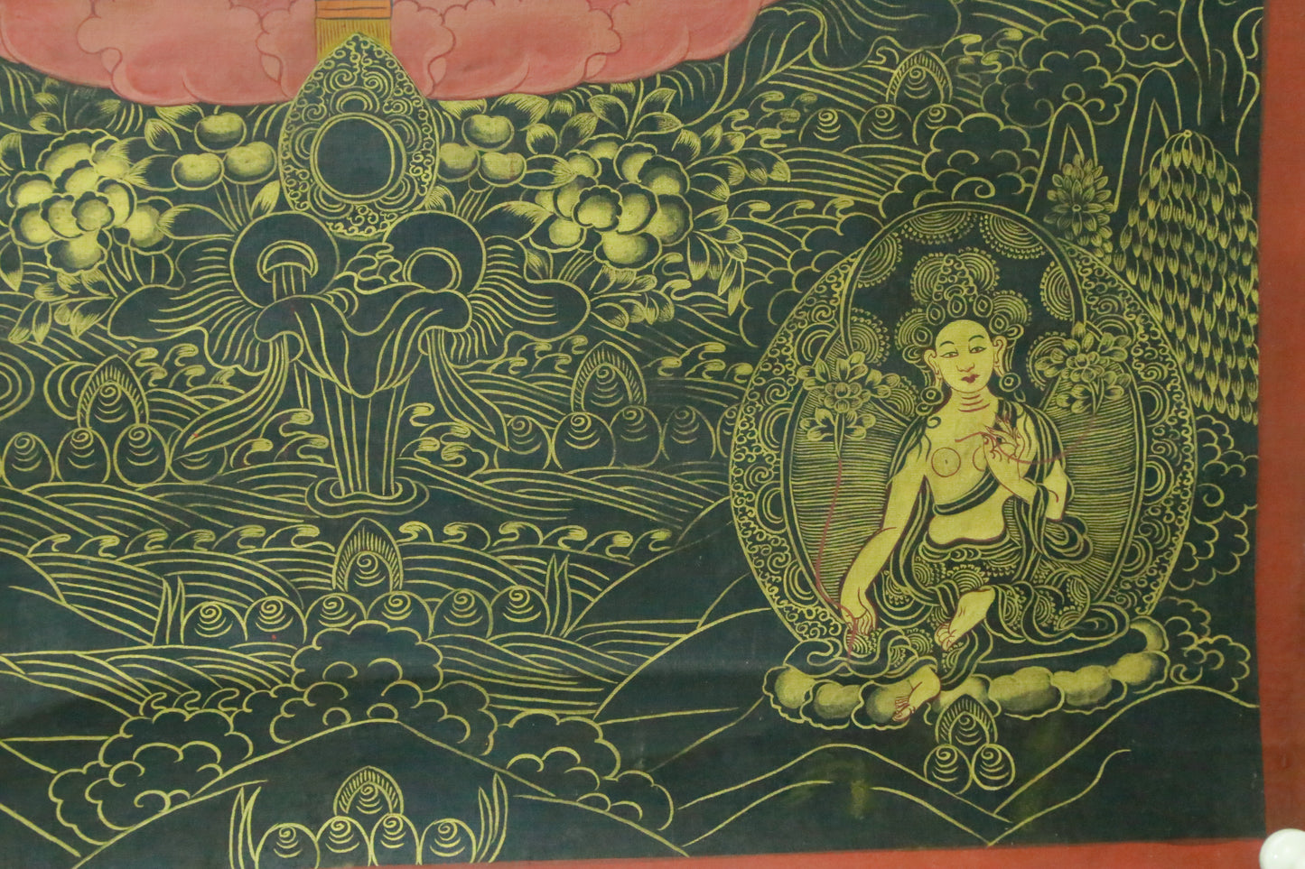 An Exquiste Painted Gold Avalokiteshvara Thangka