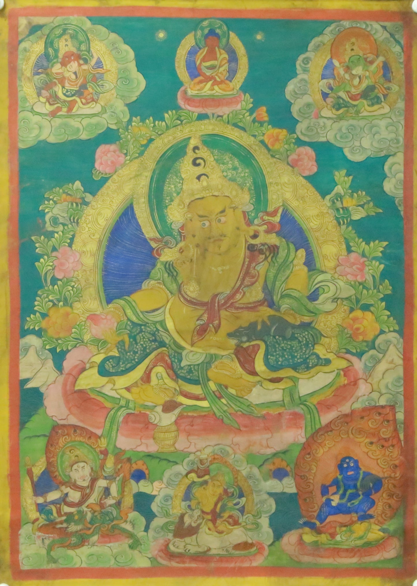 An Exquiste Painted Gold Mammon Thangka