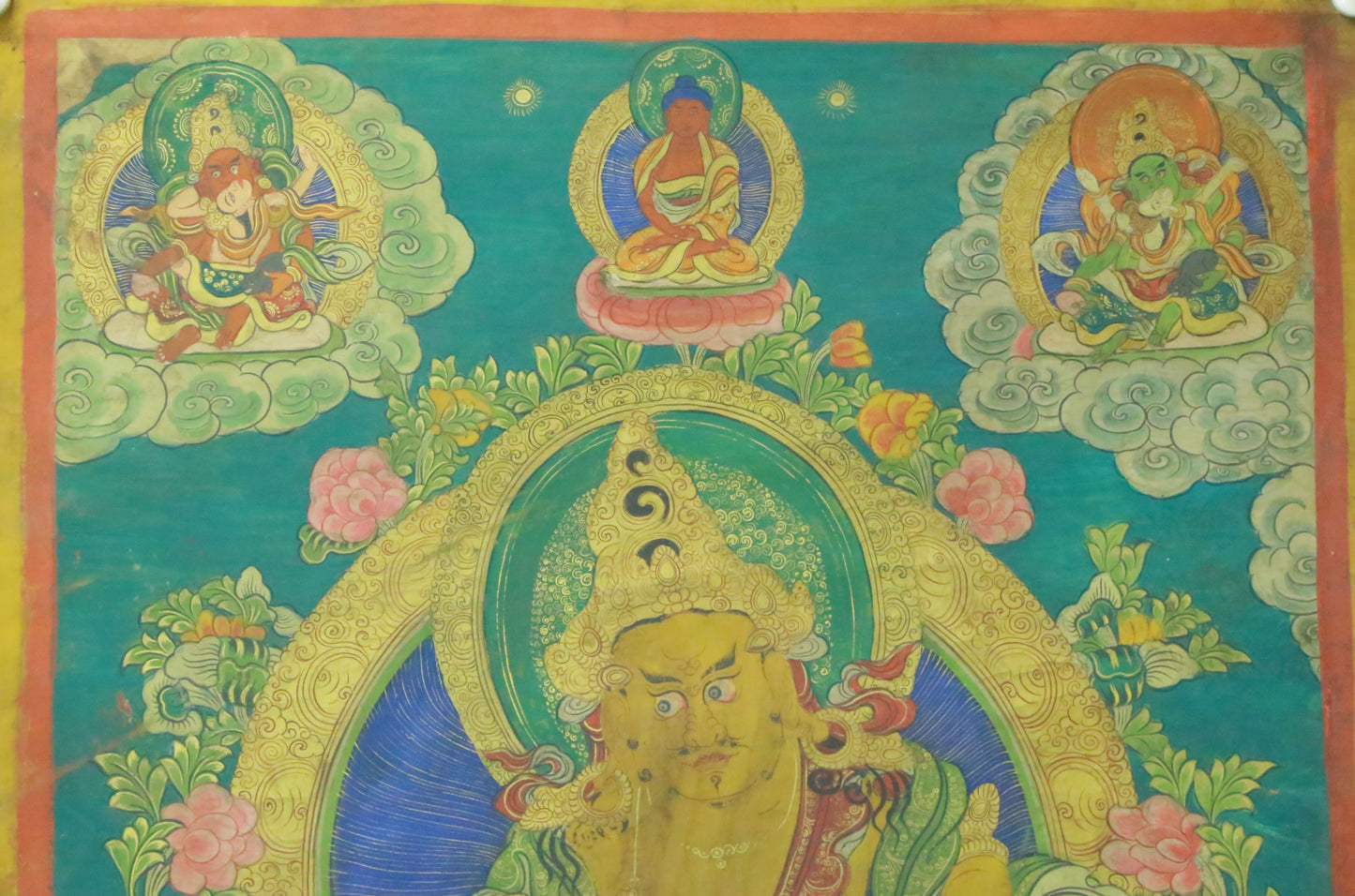 An Exquiste Painted Gold Mammon Thangka