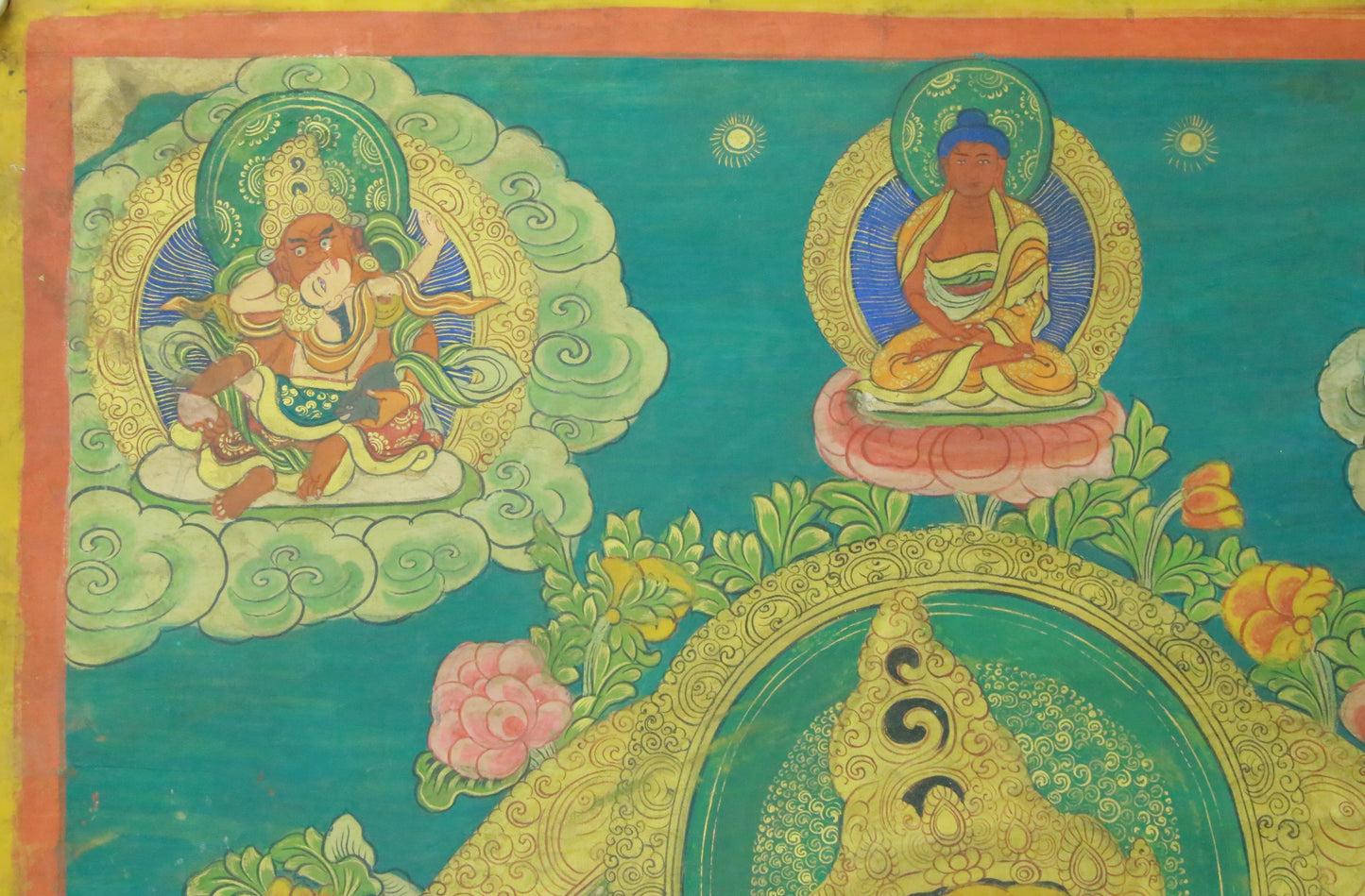 An Exquiste Painted Gold Mammon Thangka