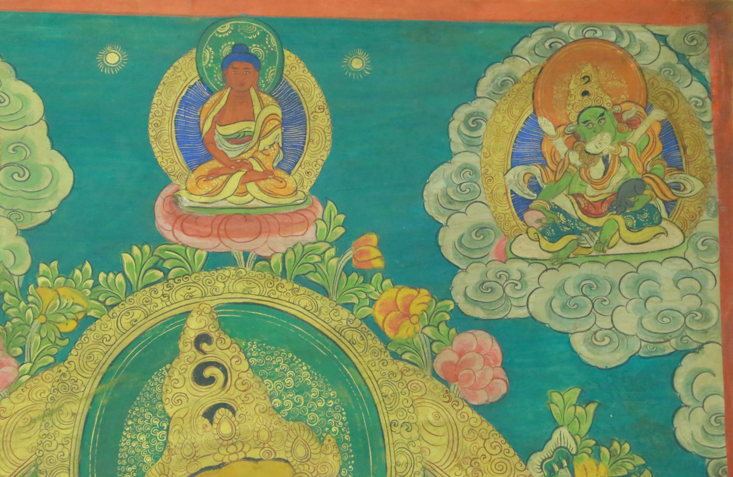 An Exquiste Painted Gold Mammon Thangka