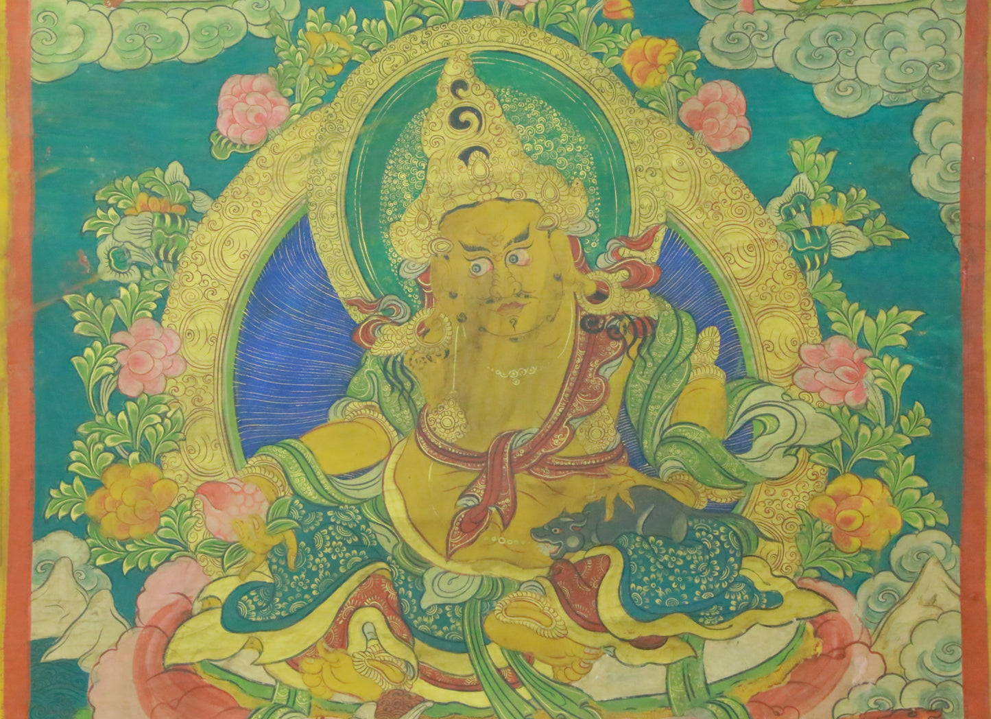 An Exquiste Painted Gold Mammon Thangka