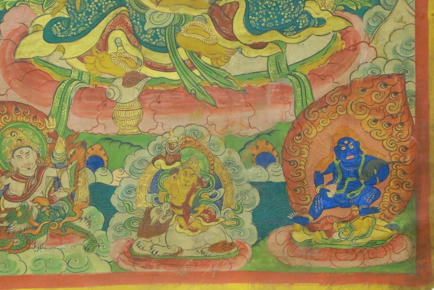 An Exquiste Painted Gold Mammon Thangka