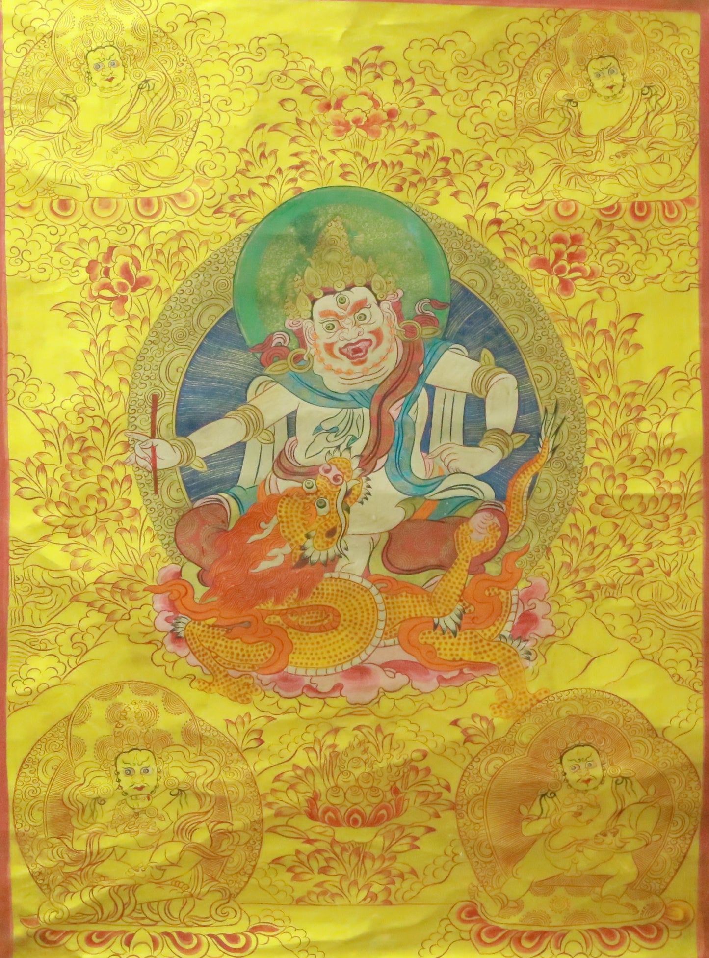 An Exquiste Painted Gold Vajra Thangka