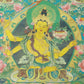 An Exquiste Painted Gold Manjushri Bodhisattva with Four Arms Thangka