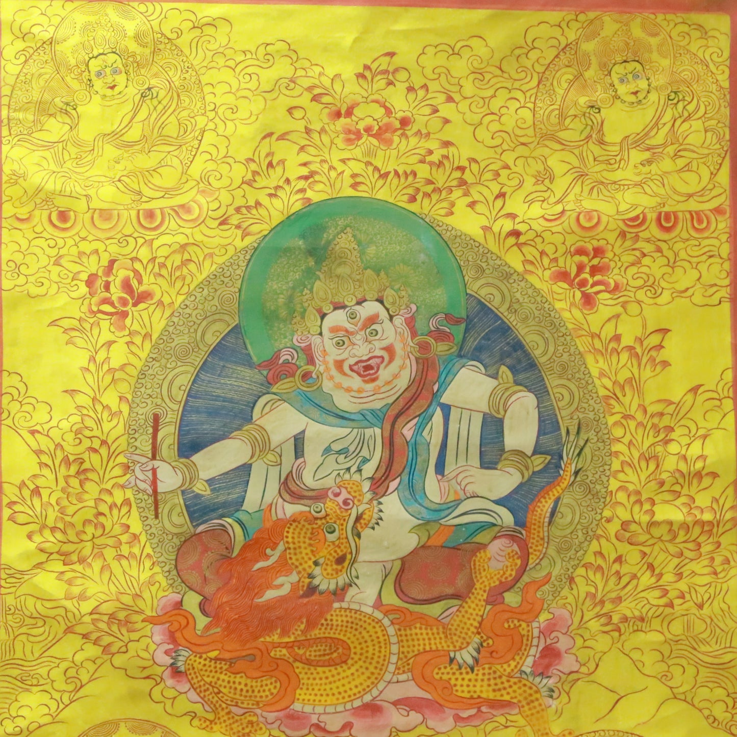 An Exquiste Painted Gold Vajra Thangka