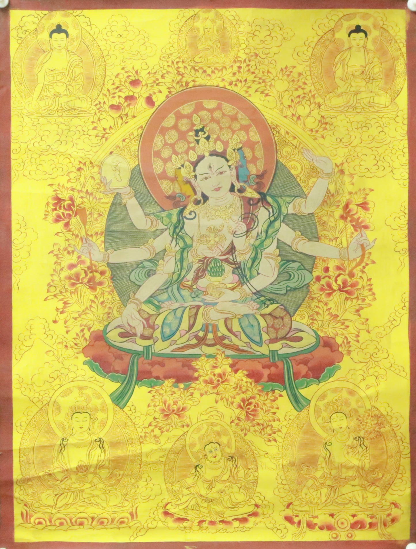 An Exquiste Painted Gold Vajra Yogini Thangka