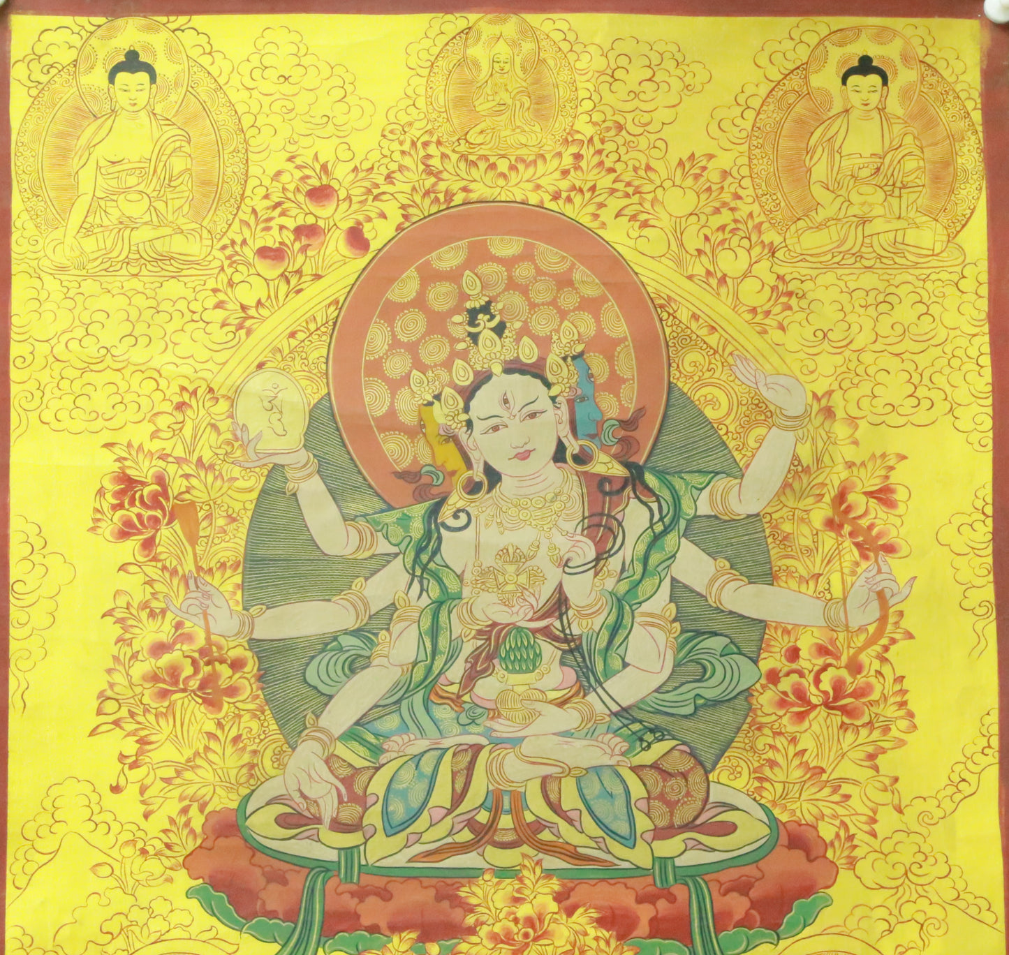 An Exquiste Painted Gold Vajra Yogini Thangka