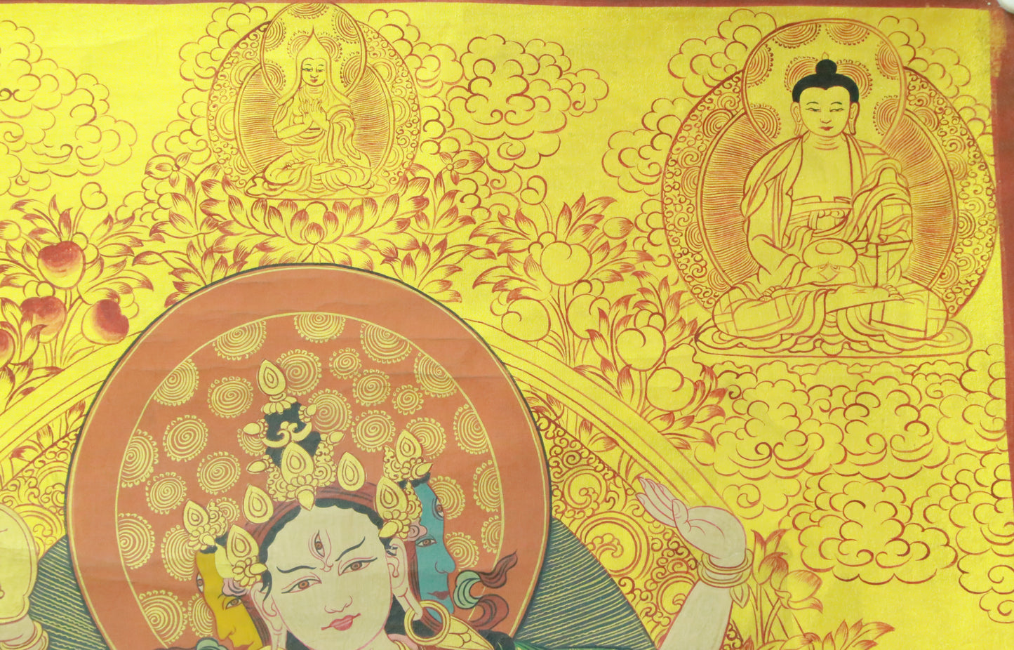 An Exquiste Painted Gold Vajra Yogini Thangka