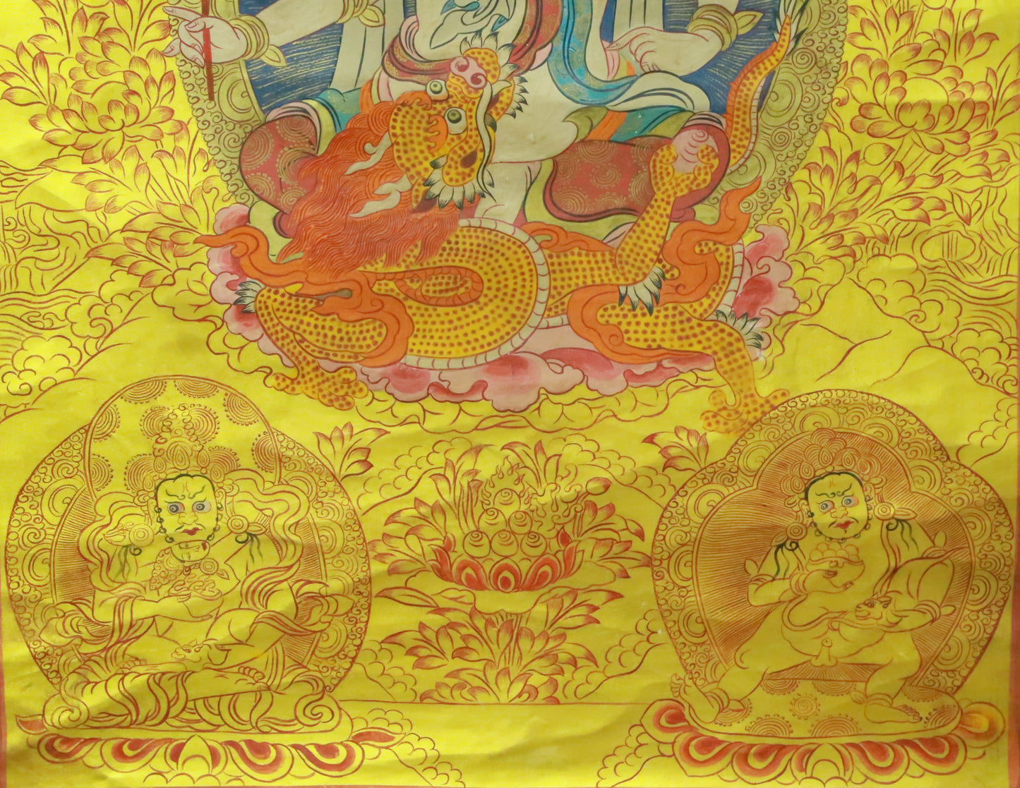 An Exquiste Painted Gold Vajra Thangka