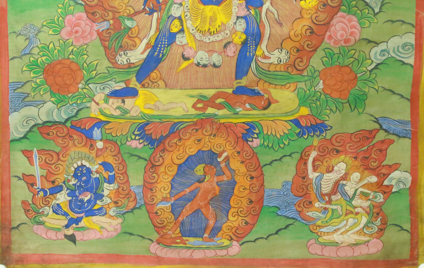 An Exquiste Painted Gold Vajra Thangka