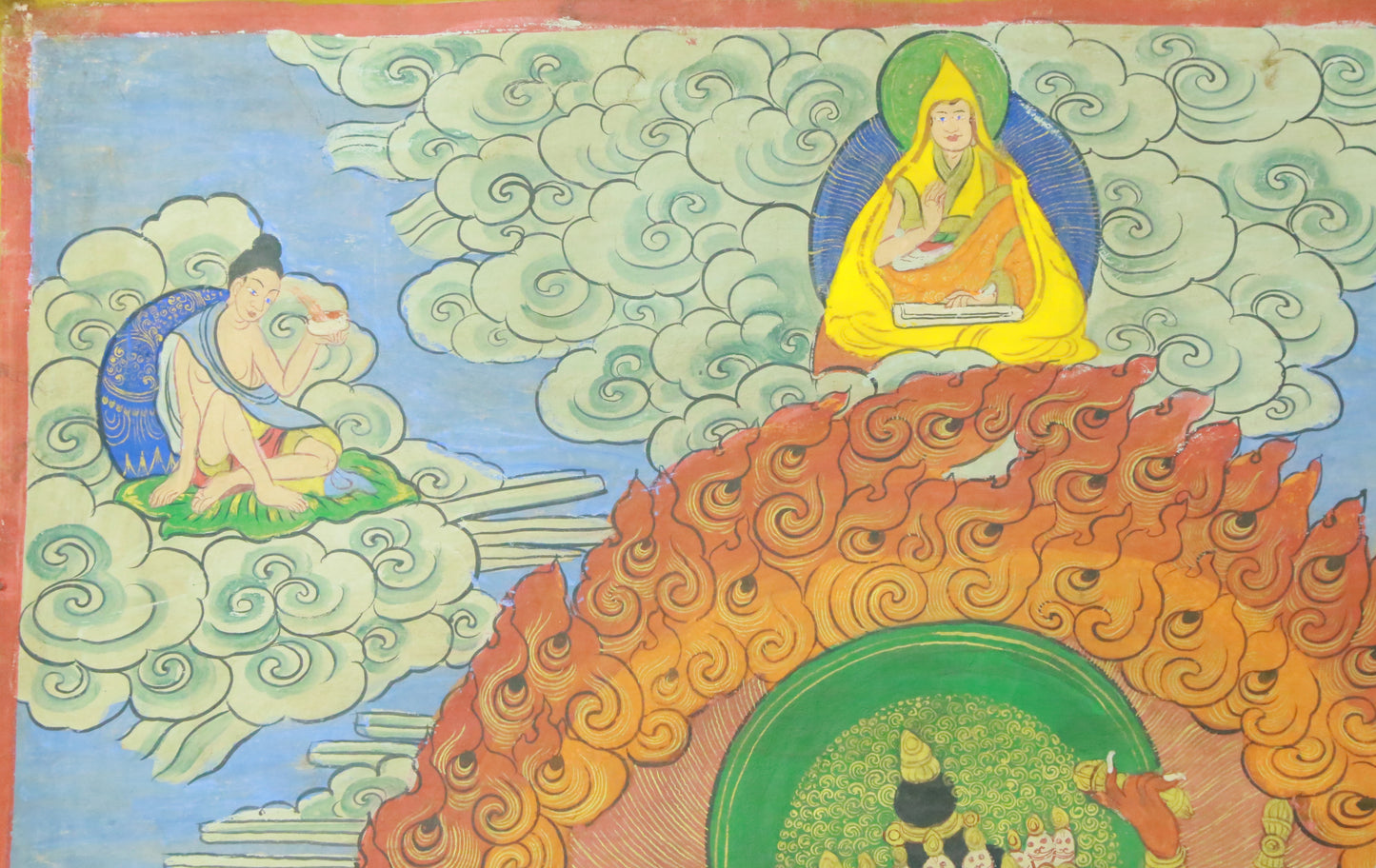 An Exquiste Painted Gold Vajra Thangka