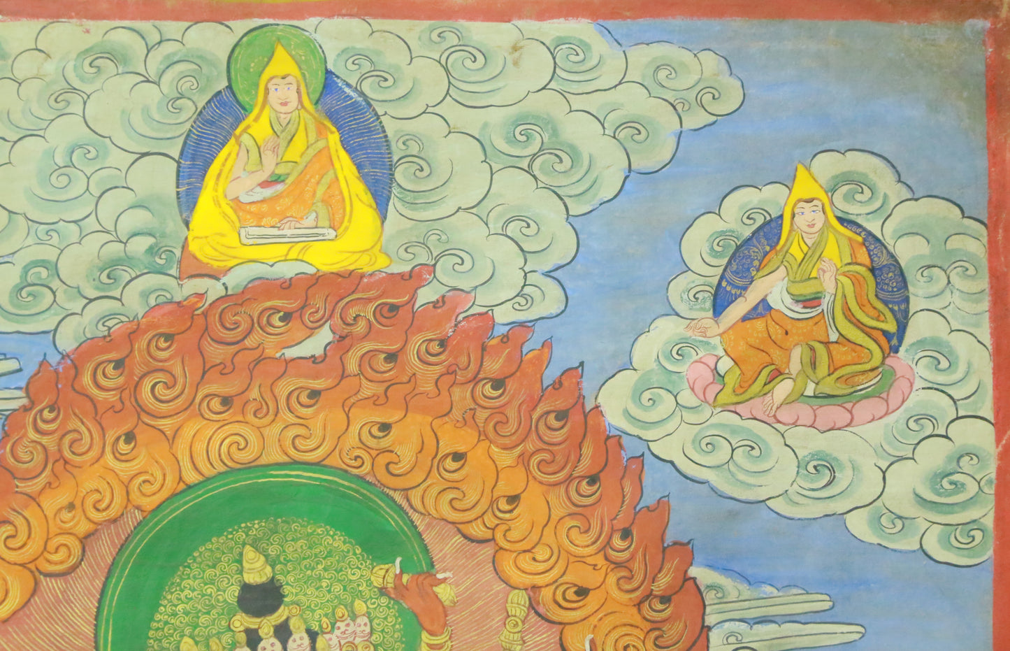 An Exquiste Painted Gold Vajra Thangka