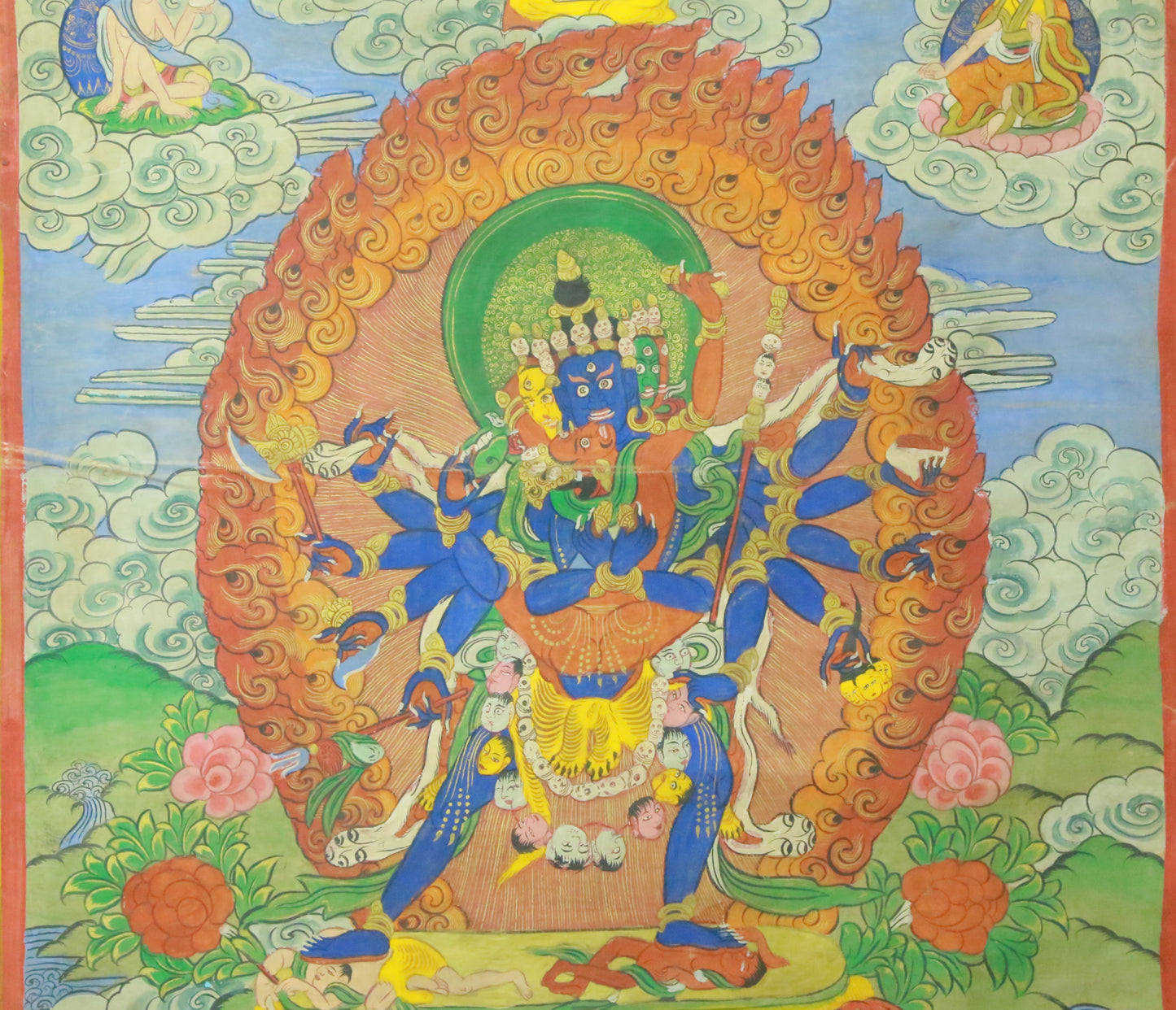 An Exquiste Painted Gold Vajra Thangka