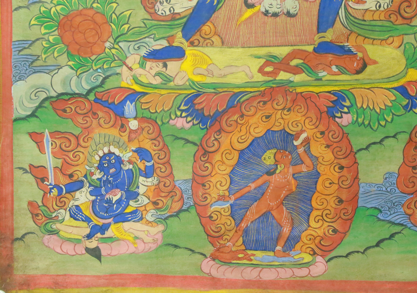 An Exquiste Painted Gold Vajra Thangka