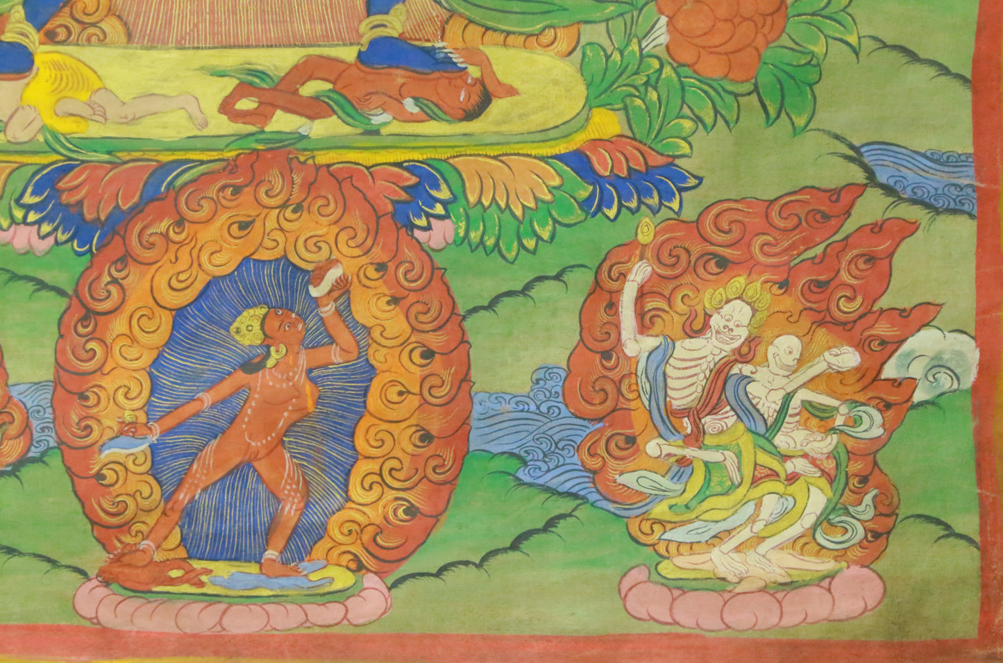 An Exquiste Painted Gold Vajra Thangka