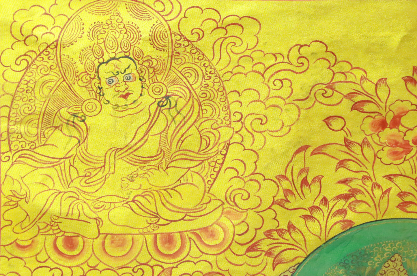 An Exquiste Painted Gold Vajra Thangka