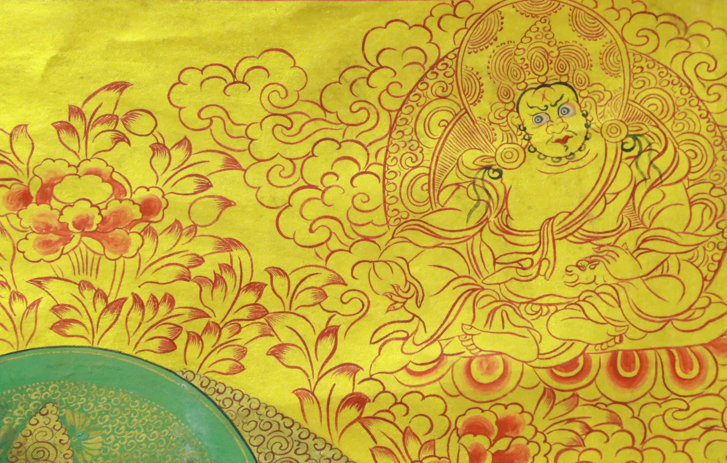 An Exquiste Painted Gold Vajra Thangka