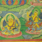 An Exquiste Painted Gold Manjushri Bodhisattva with Four Arms Thangka