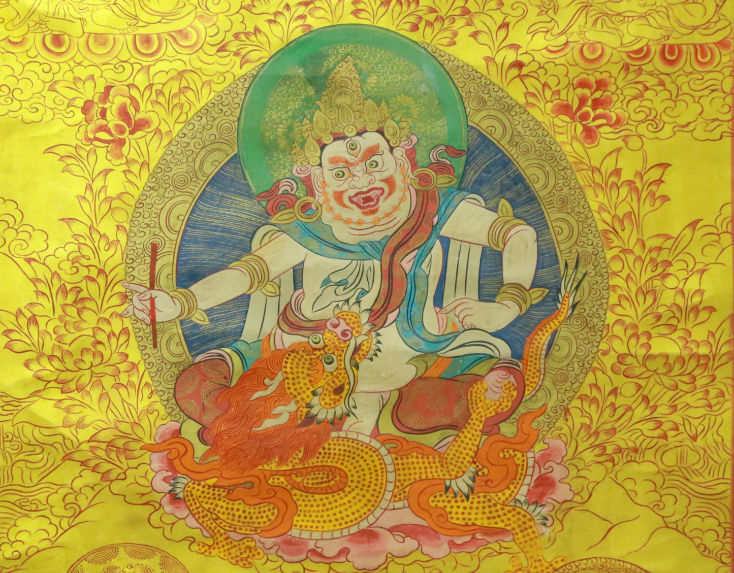 An Exquiste Painted Gold Vajra Thangka