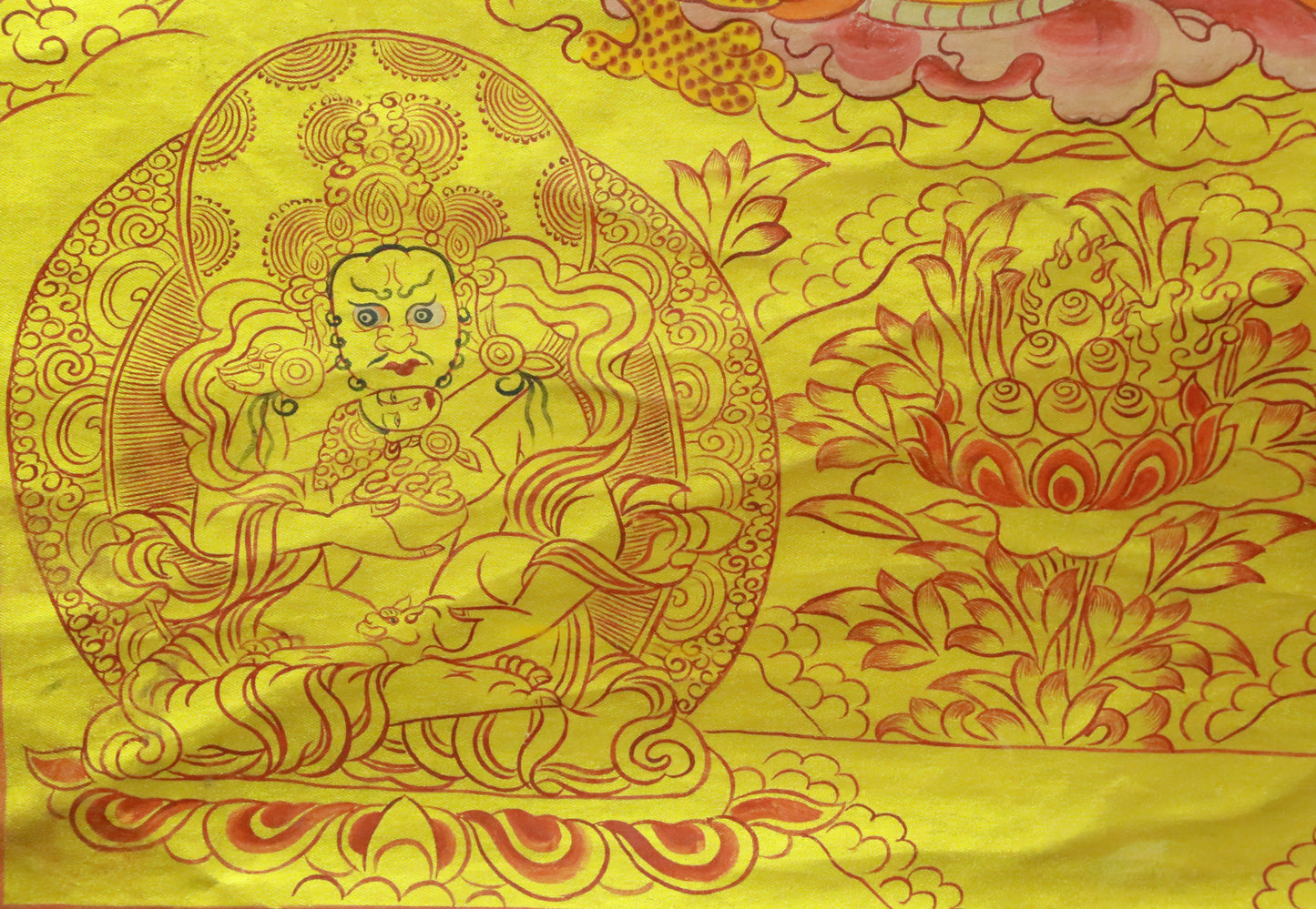 An Exquiste Painted Gold Vajra Thangka