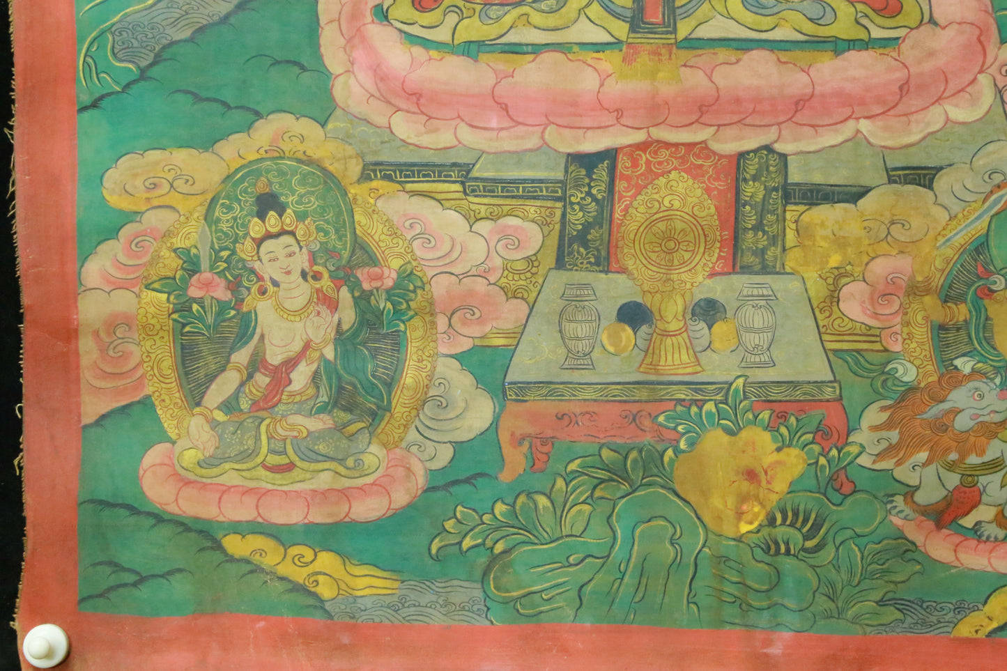 An Exquiste Painted Gold Manjusri Thangka