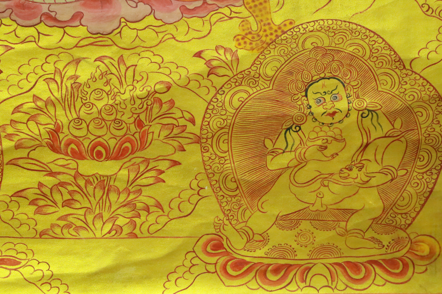 An Exquiste Painted Gold Vajra Thangka