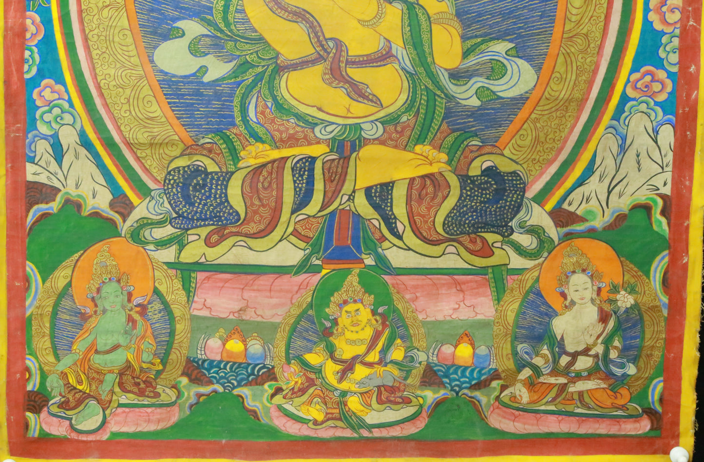 An Exquiste Painted Gold Manjusri Thangka