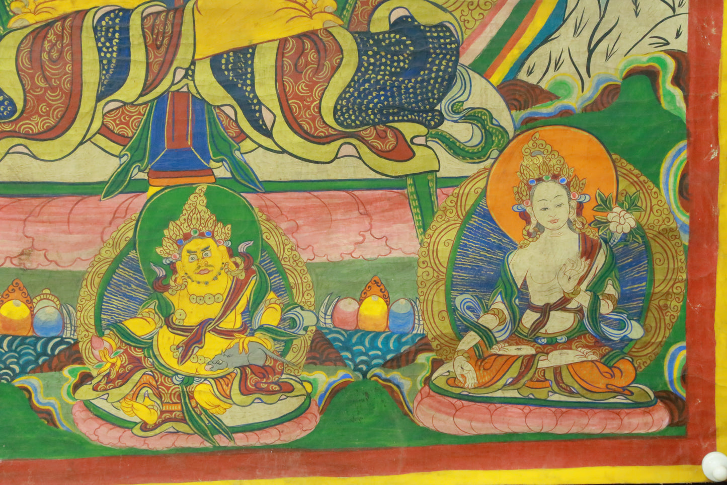 An Exquiste Painted Gold Manjusri Thangka