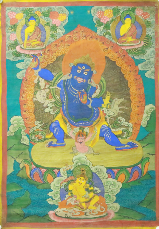 An Exquiste Painted Gold Vajra Thangka