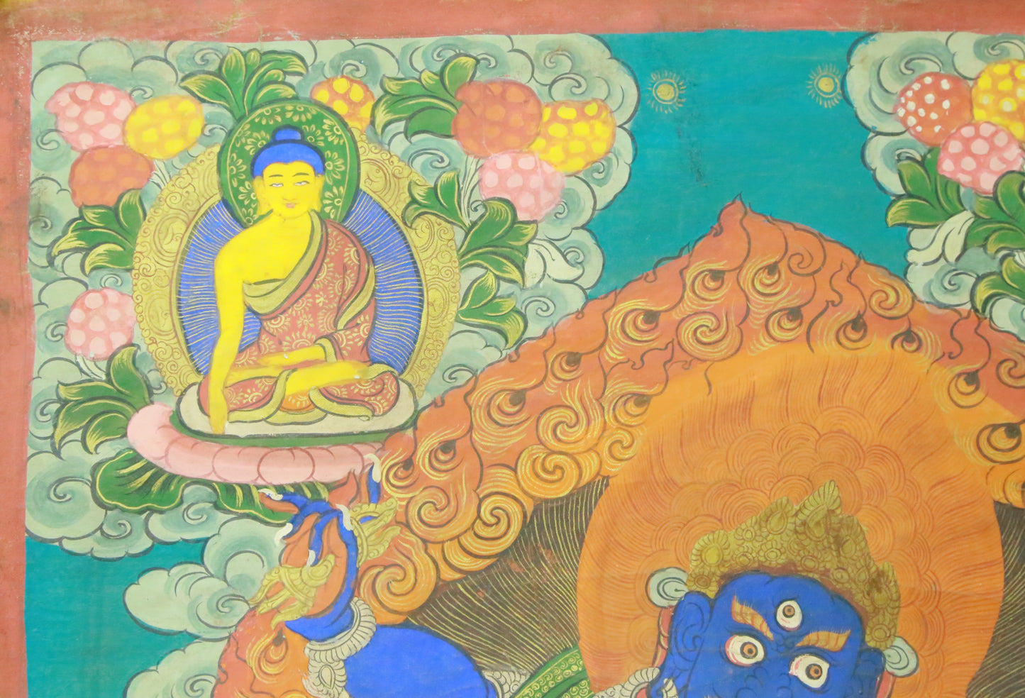 An Exquiste Painted Gold Vajra Thangka