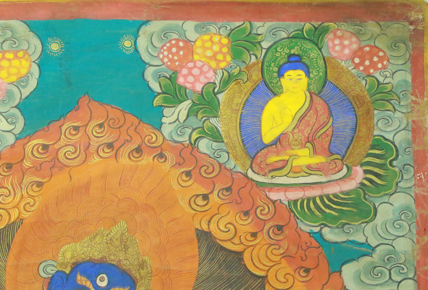 An Exquiste Painted Gold Vajra Thangka