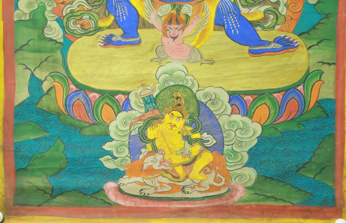 An Exquiste Painted Gold Vajra Thangka