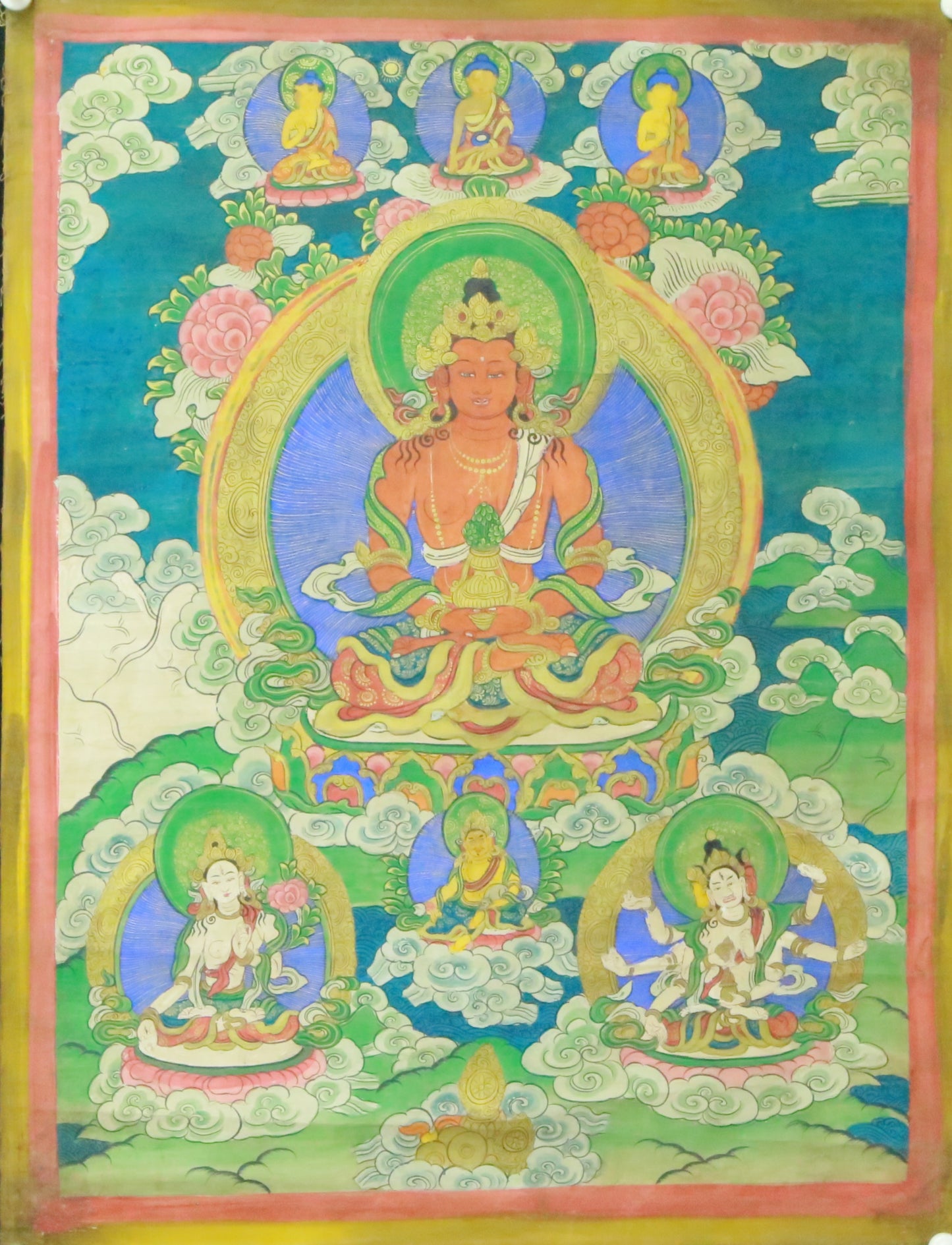 An Exquiste Painted Gold Amitabha Buddha Thangka